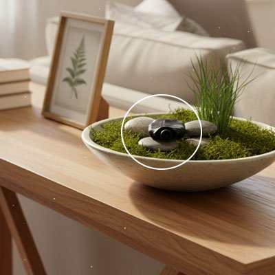 caméra de chasse espion sans fil sur une décoration