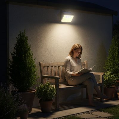 détecteur de mouvement éclaire une femme